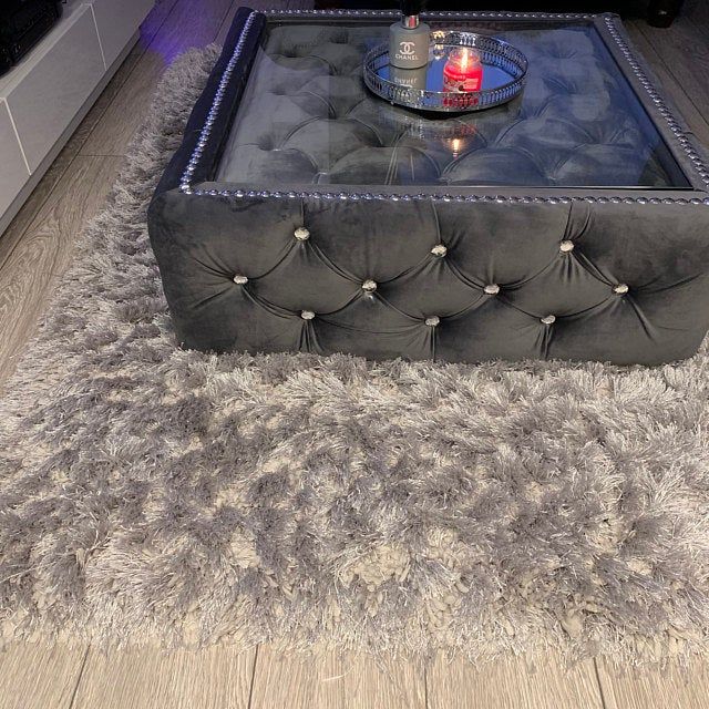 Bella Large 2ft6 Chesterfield Footstool Coffee Table Ottoman Luxury Furniture Design Bella Large 2ft6 Chesterfield Footstool, Bella Mirrored Coffee Table In Antique Silver