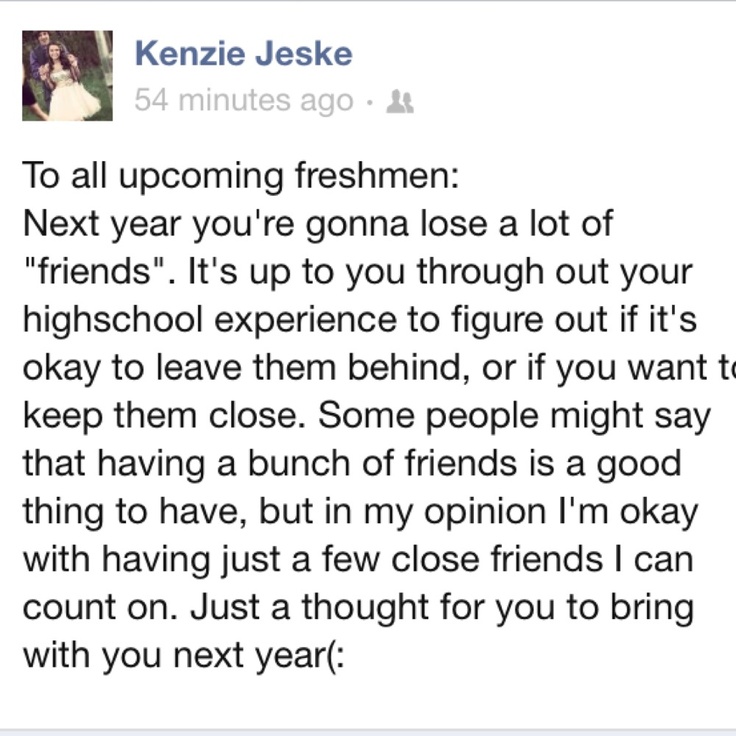 High school freshman advice essay