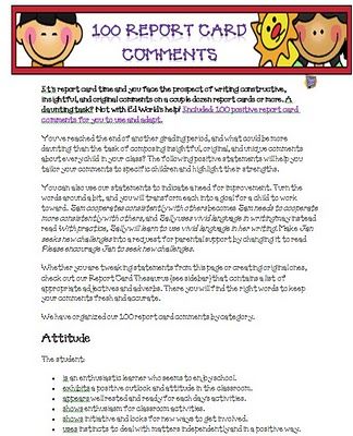 29 best Grading and Report Card Comments images on Pinterest - report card 29 best Grading and Report Card Comments images on Pinterest - report card