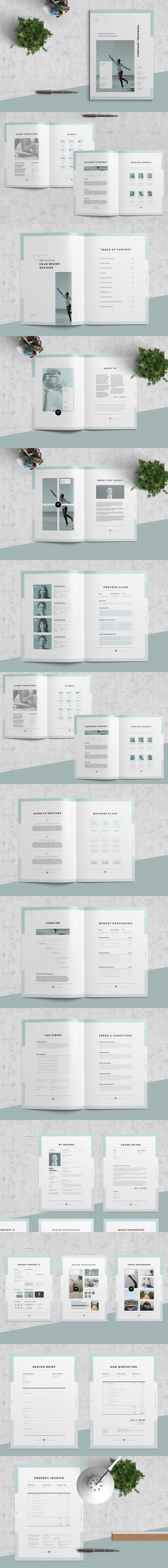 Clean and Professional Proposal Template InDesign INDD - Proposal (20 pages), Resume, Covering Letter, Brief, Quotation / Estimate, Invoice - Templates. A4 and US Letter