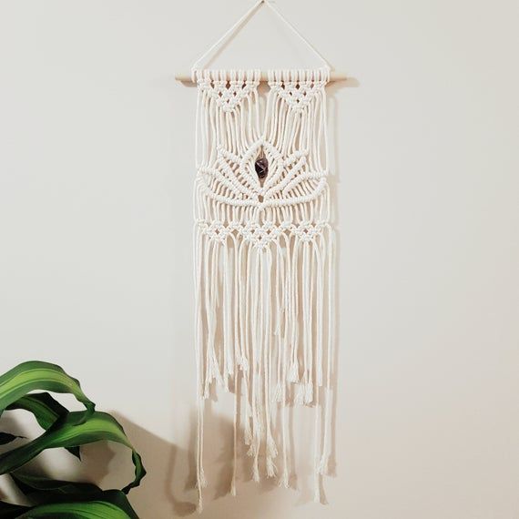 amethyst crystal small macrame wall hanging