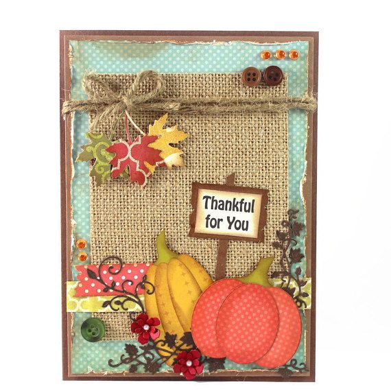 Thanksgiving Card Making Ideas Part - 41: Handmade Thanksgiving Card - Thankful For You - Pumpkin - Fall - Autumn - Thanksgiving Card. - Greeting Cards