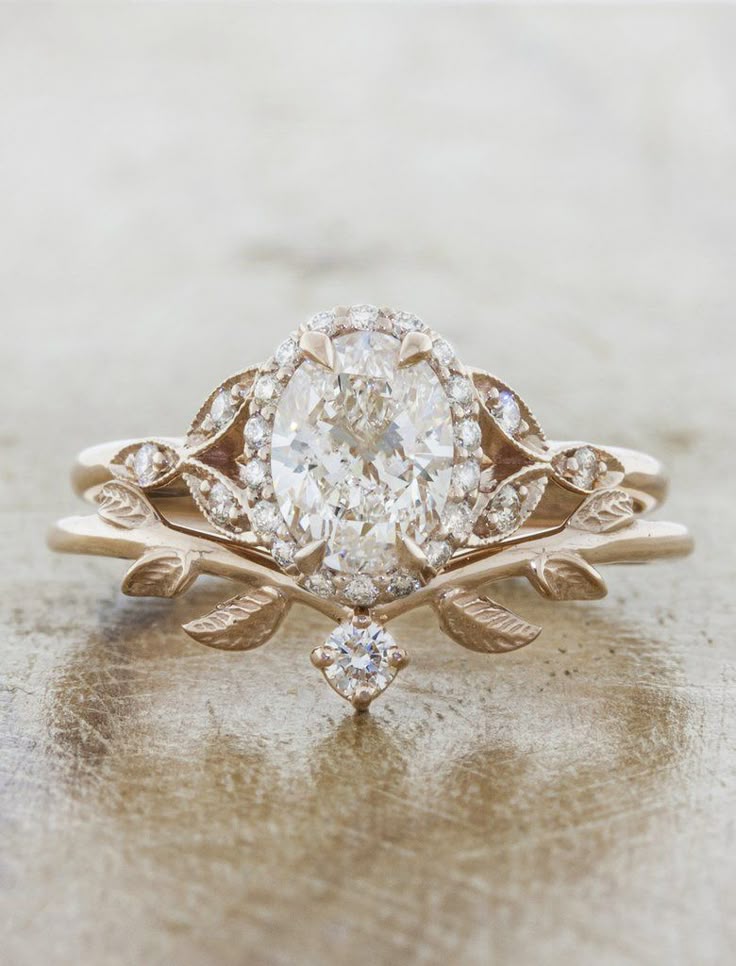 Adelixa: Nature Inspired Wedding Ring with Leaf Details | Ken & Dana