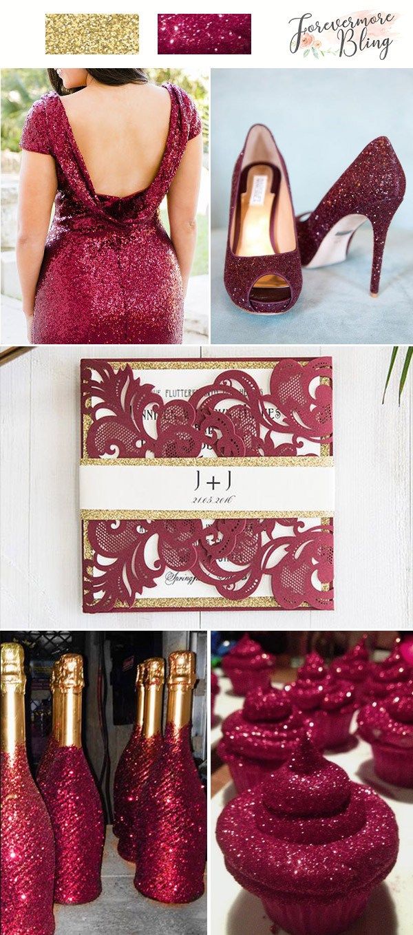 Backless Bridesmaid Dress Burgundy Sparkly Wedding Shoes Wedding