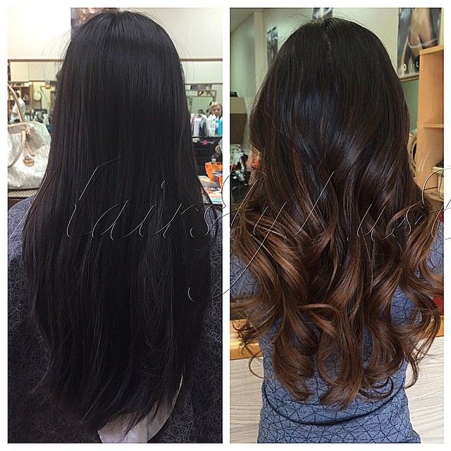 First time getting a color. Asian hair before/after. Traditional foils, balayage, toned with