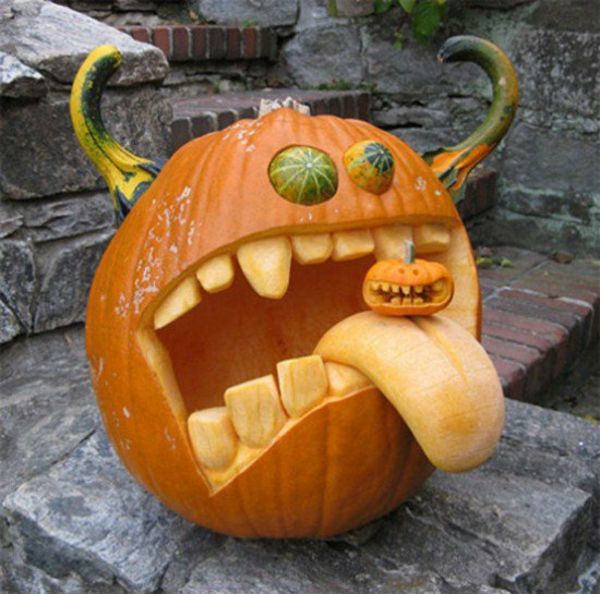 Halloween Kürbis Schnitzvorlagen - 20 thematische Deko Ideen