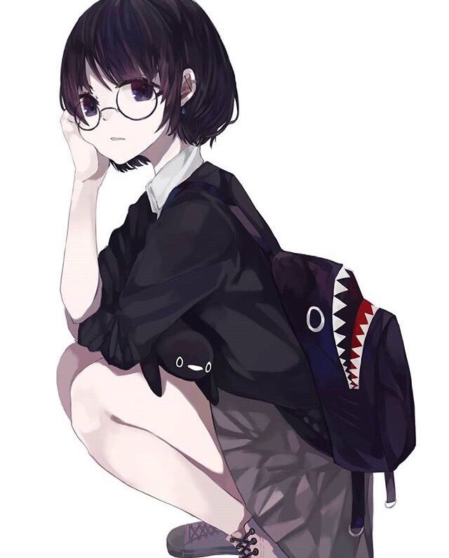 Anime girl with black short hair