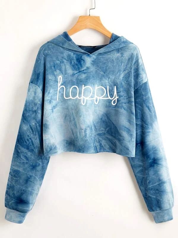 Croptop Azul Tie Dye Manga Larga Shein Croptop Azul Tie Dye Manga Larga Shein