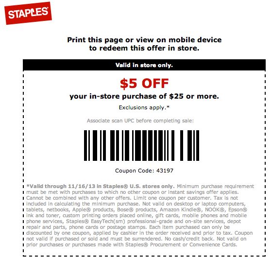 Staples 5 off 25 Printable Coupon Printable coupons, Coupons Staples 5 off 25 Printable Coupon Printable coupons, Coupons