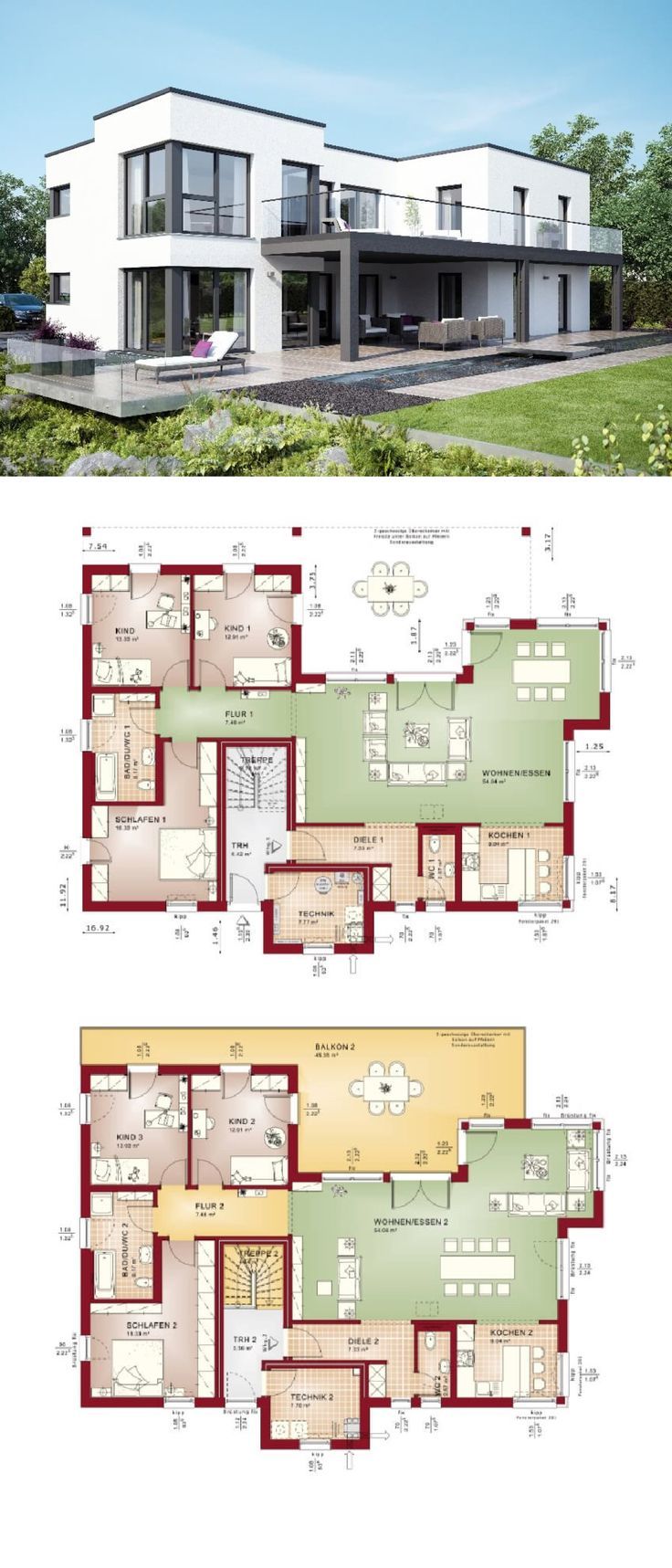 Two Family House With Separate Apartment Modern Bauhaus Style Two Family House With Separate Apartment Modern Bauhaus Style Flat Roof Architecture Prefabricated Plan Celebration 282 V7 Bien Zenker