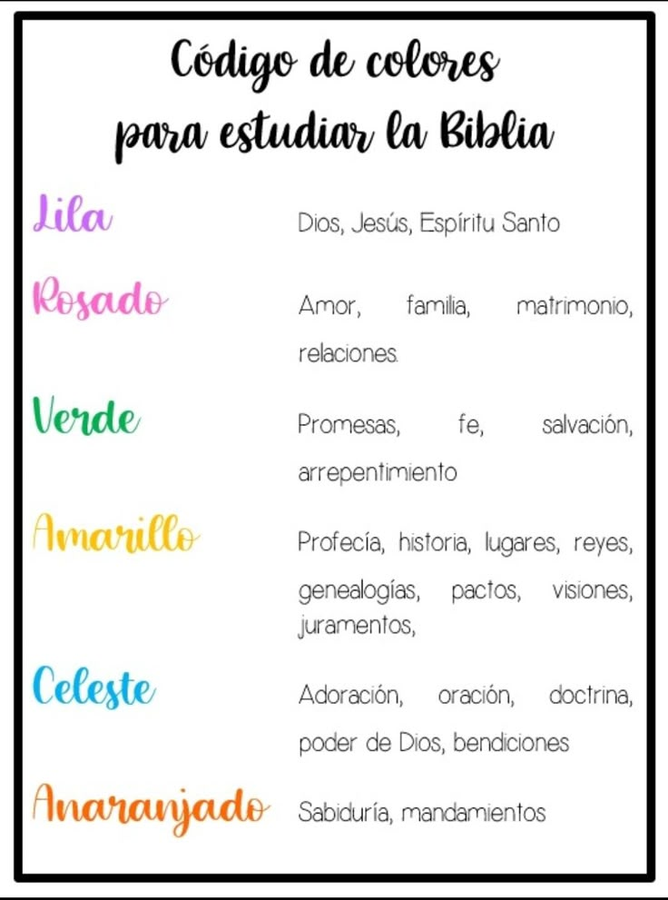 Código de colores para estudiar la Biblia  Lecciones objetivas de la biblia,  Lecturas de la biblia, Lecciones de la biblia