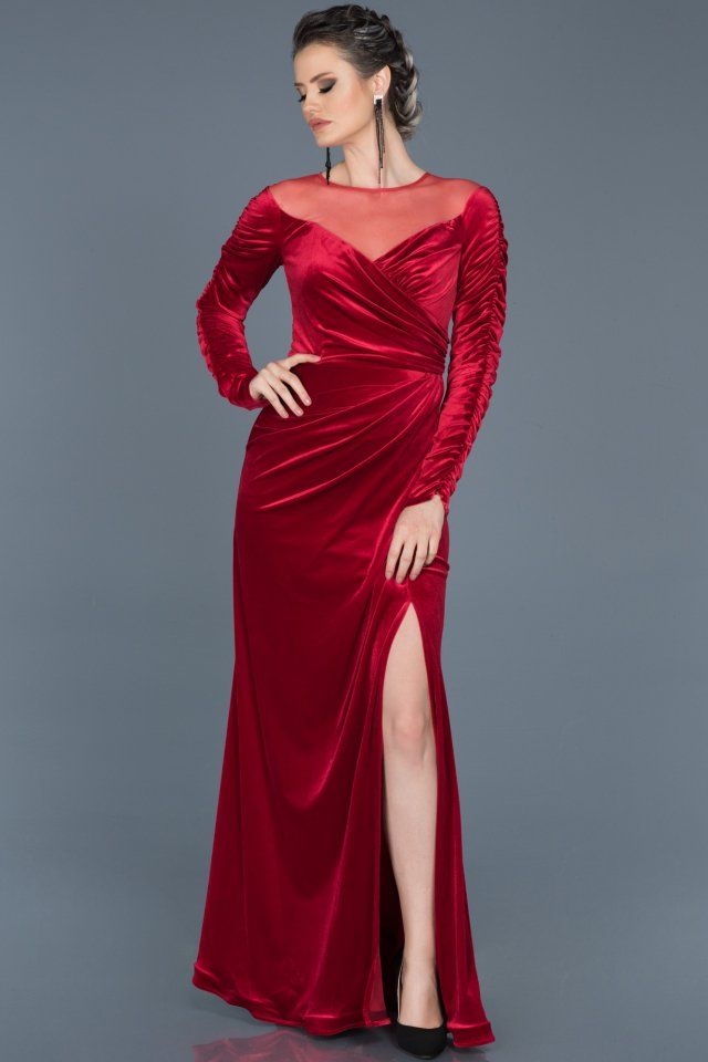 Kirmizi Yirtmacli Uzun Kadife Abiye Abu527 Payet Elbi Se The Dress Resmi Elbise Kirmizi Yirtmacli Uzun Kadife Abiye Abu527 Payet Elbi Se The Dress Resmi Elbise