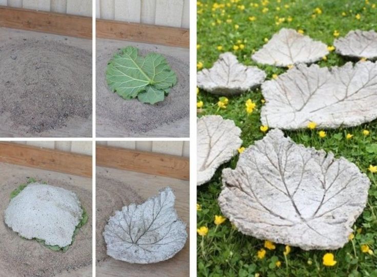 Rhabarberblätter aus Beton selber herstellen - Anleitung - betonplatten selber machen Rhabarberblätter aus Beton selber herstellen - Anleitung - betonplatten selber machen