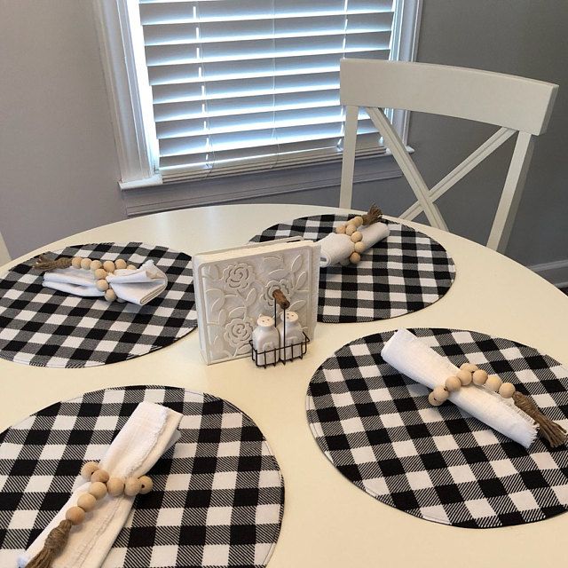 Clearance Classic Black And White 1 Squared Buffalo Etsy Placemats White Placemats Round Table Decor