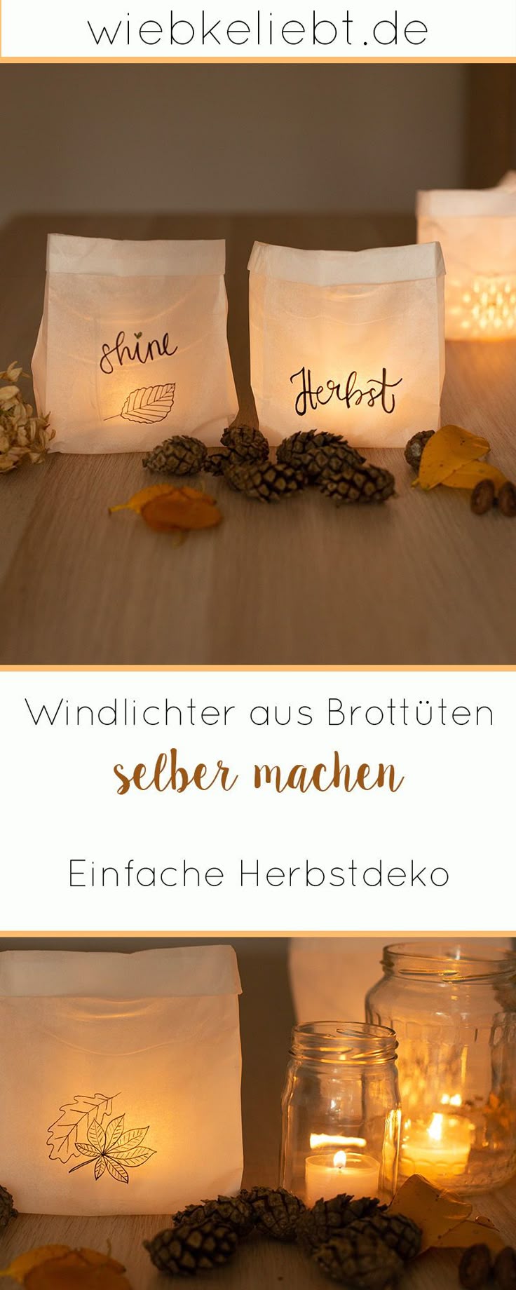 Windlichter aus Brottüten selber machen - DIY Herbstdeko
