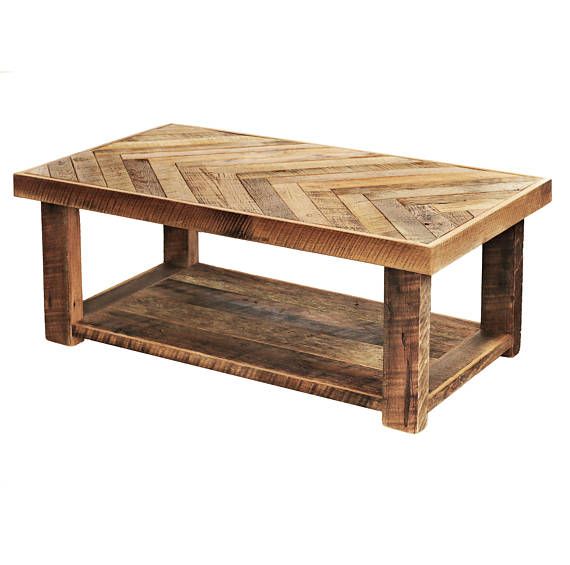 Barn Wood Coffee Table With Bottom Shelf Herringbone Reclaimed Furniture Diy - Barnwood Coffee Table And End Tables