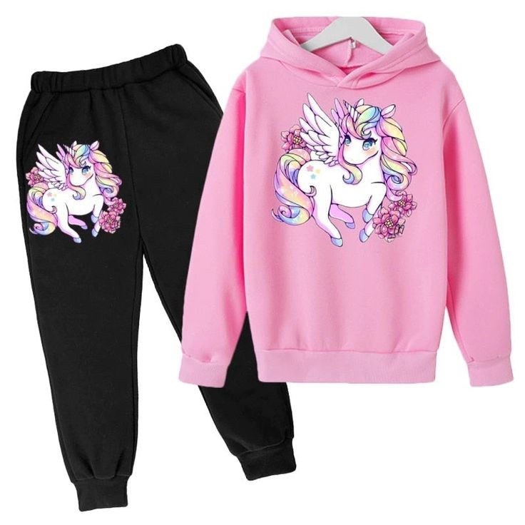 2Pcs Toddler Baby Girl Winter Clothes Unicorn Print Long Sleeve T-Shirt Tops+Floral Pants Outfit Set