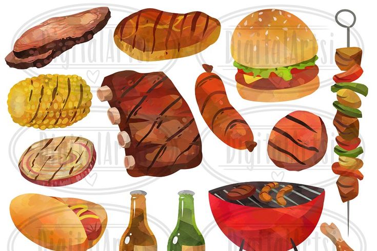 Watercolor BBQ Clipart in 2020 (With images) Barbeque