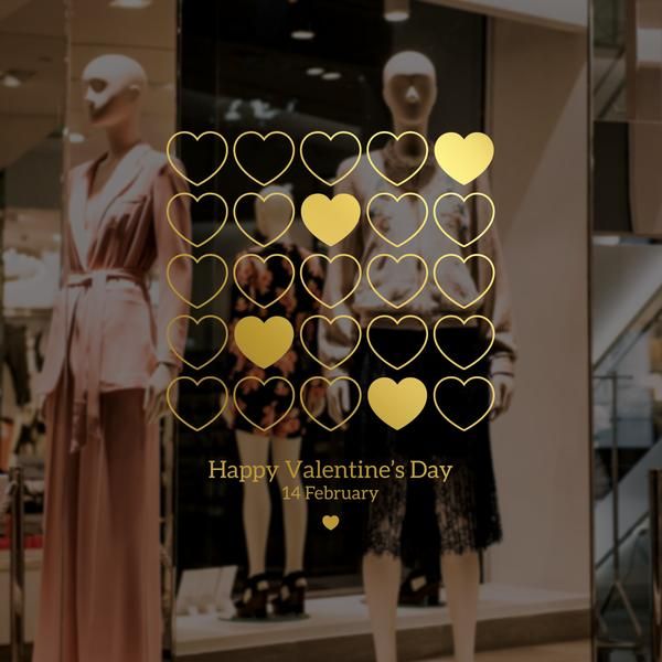 Valentine/'s Day Heart Shop Window Sticker Valentine Hearts Retail Display Decal