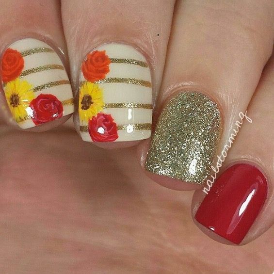 Such A Cute Fall Look I Love The Flowers Flowernails Nailart Such A Cute Fall Look I Love The Flowers Flowernails Nailart Manicure Nail Pinterest Flowerakeup