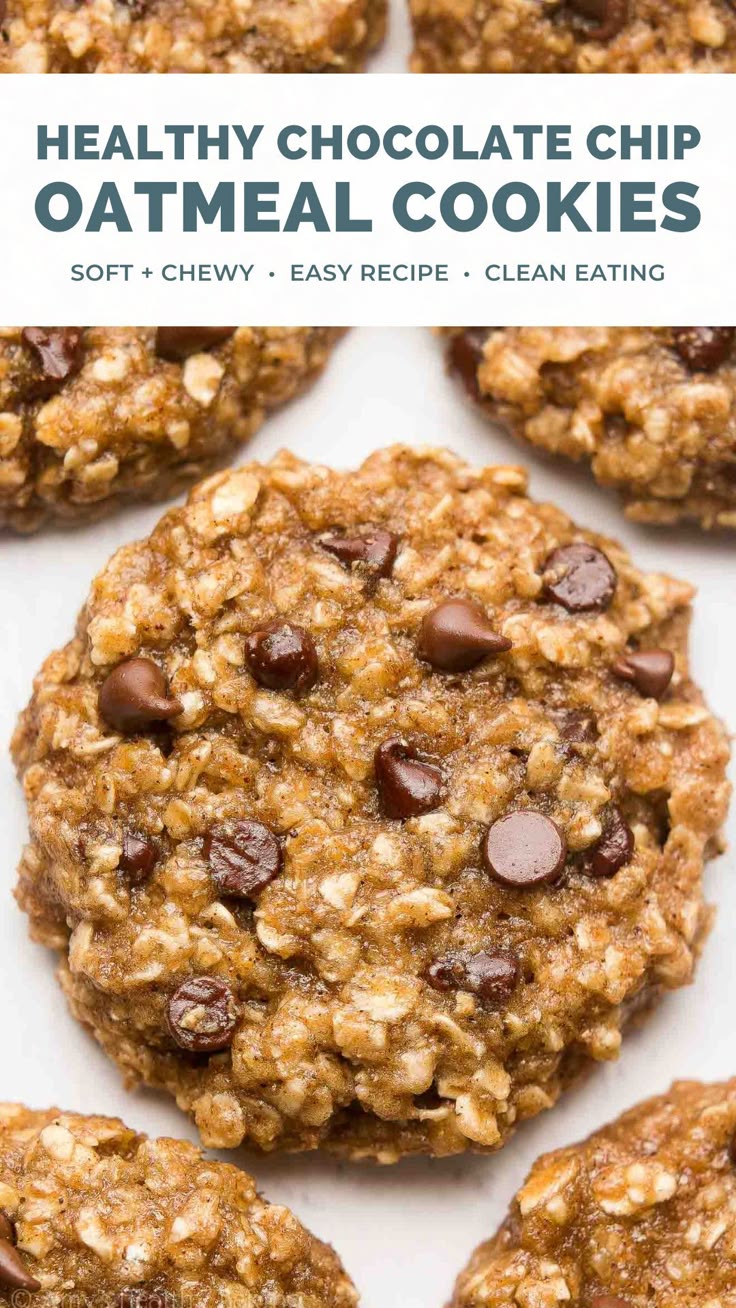 Healthy Chocolate Chip Oatmeal Cookies With Text Overlay healthy-chocolate-chip-oatmeal-cookies-with-text-overlay