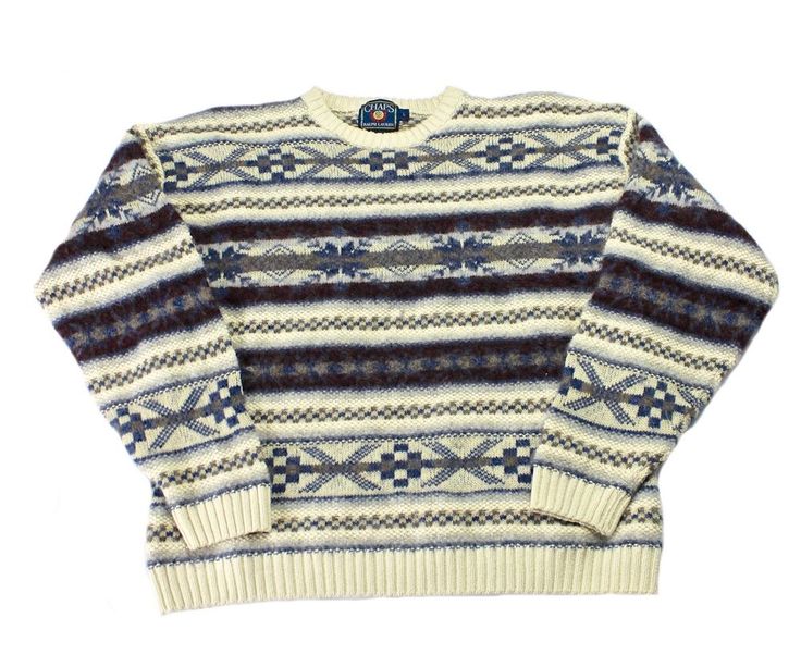 Vintage Chaps Ralph Lauren Wool Blend Striped Sweater Menswear Mens ...