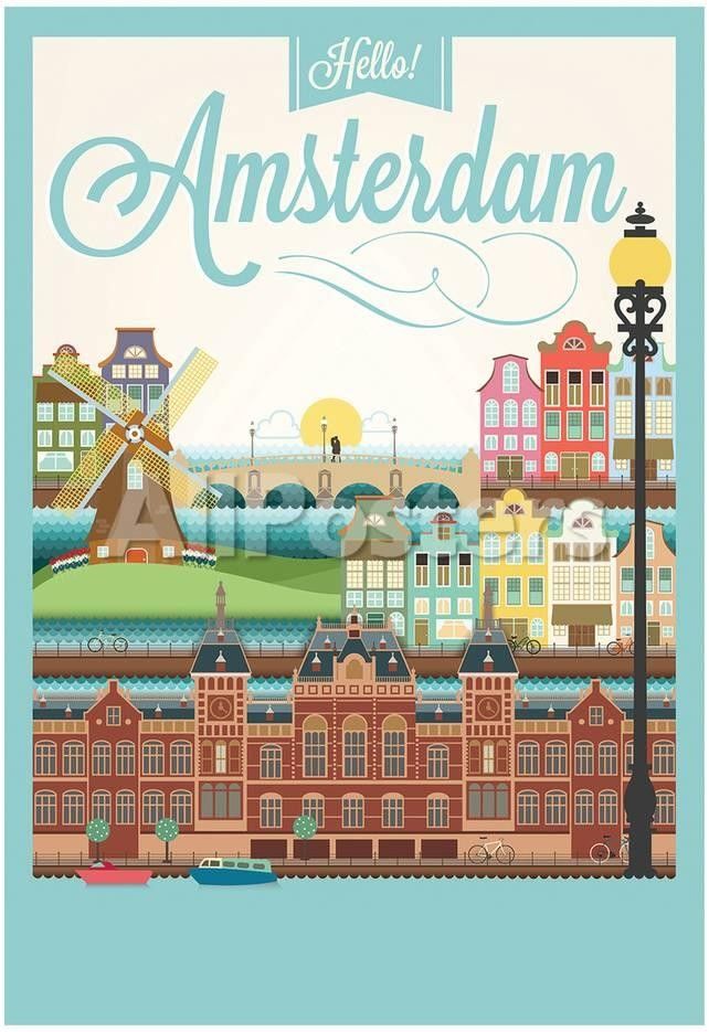 Rijksmuseum Amsterdam Holland Watercolour Travel Poster // A3 or A4 unframed Rijksmuseum Amsterdam Holland Watercolour Travel Poster // A3 or A4 unframed
