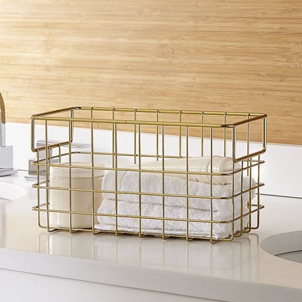 Brass Wire Basket Small | Crate and Barrel #basketandcrate #basket #and #crate ...