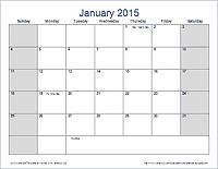 word calendar template 2015