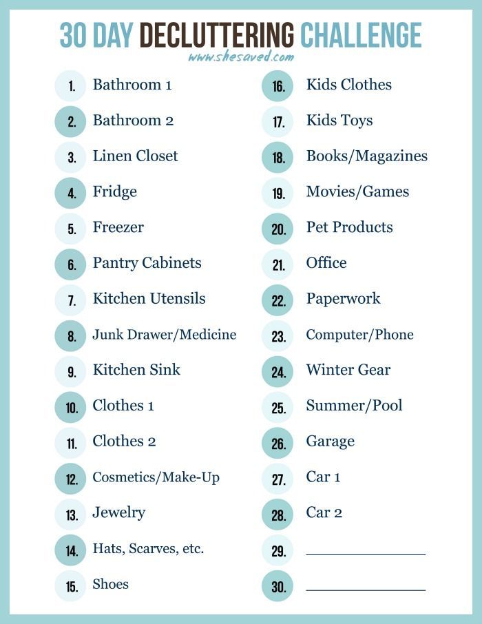 free 30 day decluttering