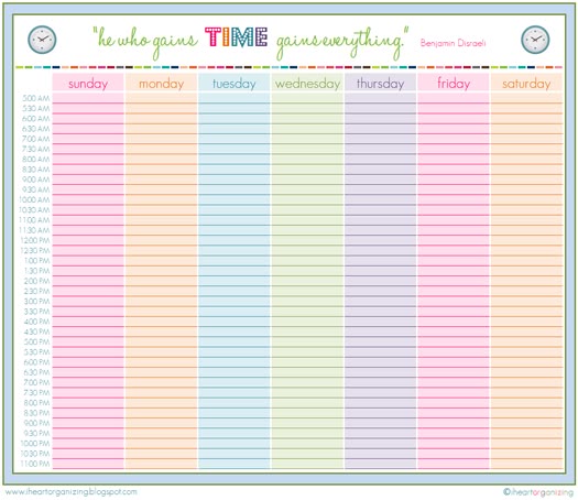 cute weekly schedule