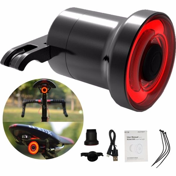 XLite100 Waterproof Bicycle Brake Light Sense LED USB Tail Light Rear Lamp