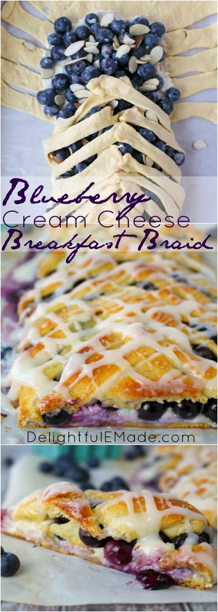 Meet your new favorite breakfast pastry! This super-simple Blueberry Cream Cheese Breakfast Braid is made from store-bought crescent sheets, along with fresh blueberries, and almonds and a baked to perfection. The perfect pairing with your morning coffee!