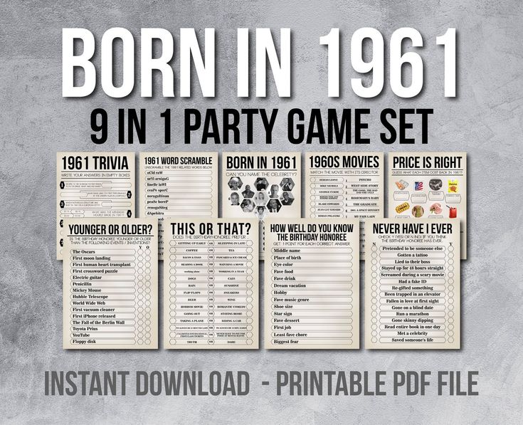 60th Birthday Games Bundle Born In 1964 Party Games 60th Birthday 60th Birthday Games Bundle Born In 1964 Party Games 60th Birthday