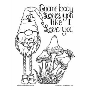 Gnome-Body Loves You Like I Love You Valentines Day coloring page. This Scandina...