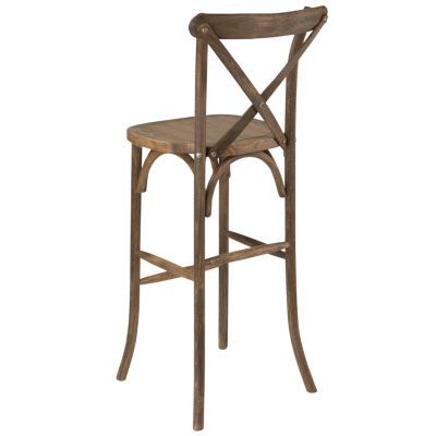 Hercules Series Dark Antique Wood Cross Back Barstool Brown Antique Wood Cross Back Barstool