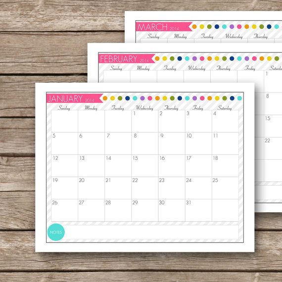 2014 and 2015 monthly calendar printable