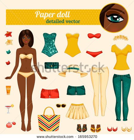 paper doll young adult black african american person of color by kotoffei