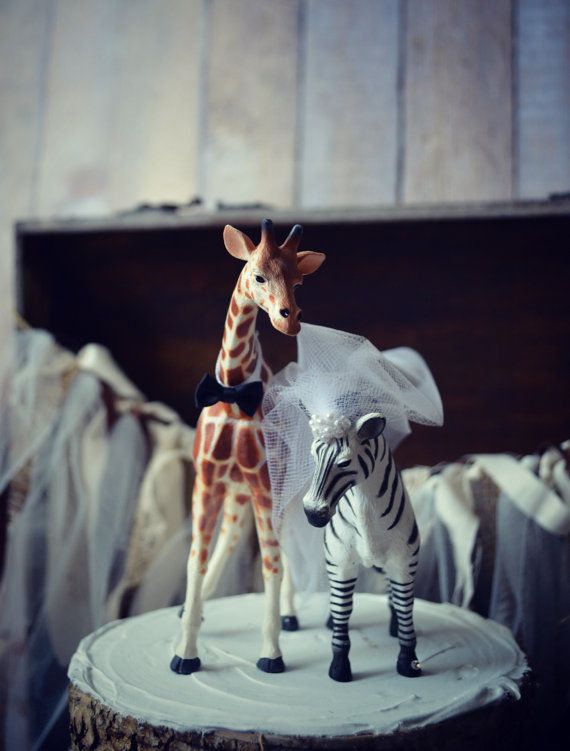 52 Best Animal Cake Toppers Images On Pinterest Zoo Wedding Cake Topper Jungle Animals Zebra Giraffe Bride