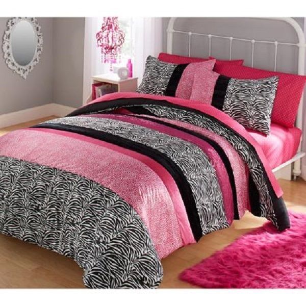 Latitude Zebra Print Boys Girls Teen Complete Bed In A Bag Bedding Set