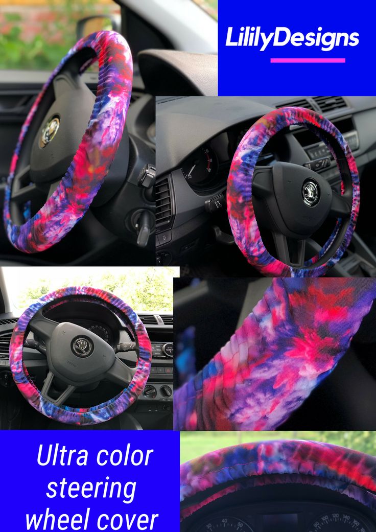 Watercolor Steering Wheel Cover Tie Dye Car Accessory Gifts Car Accessory Gifts, Car Seat Steering Wheel Covers
