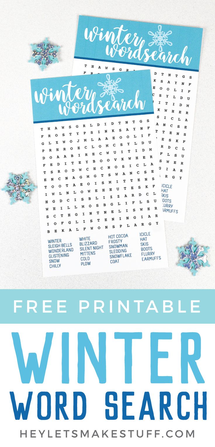 Celebrate the season with this fun winter printable word search! Find all sorts of wintry words—it's perfect for kids, adults, teachers and students!