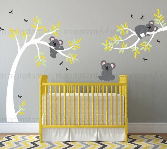 Koala Wall Decal Bear Tree Etsy In 2020 Baby Room Decor Koala Wall Decal Bear Tree