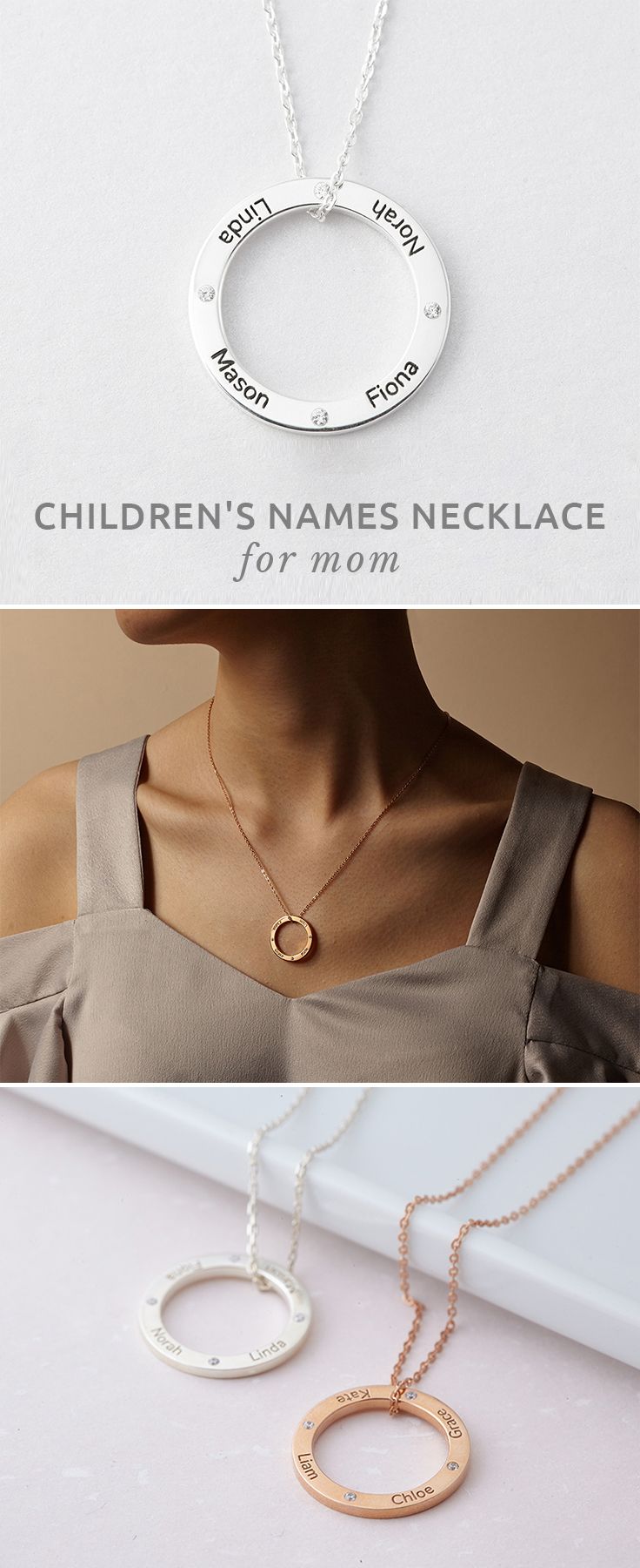 personalized necklace for mom with children's names