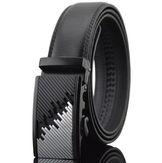 Luxury Men/'s Automatic Buckle Belt Strap Black Brown Leather Ratchet Strap Jeans