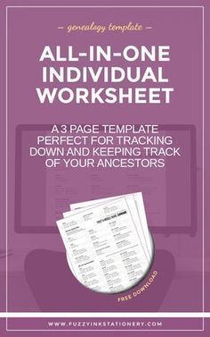 genealogy printable, worksheet template, family history, ancestry research, individual worksheet, free download, fuzzy ink stationery