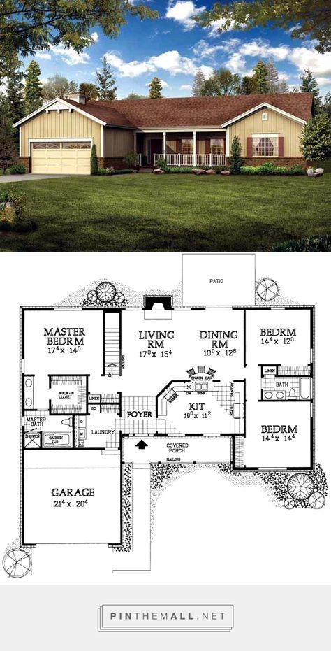 the floor plan for this ranch house is very large and has two levels to accommodate it