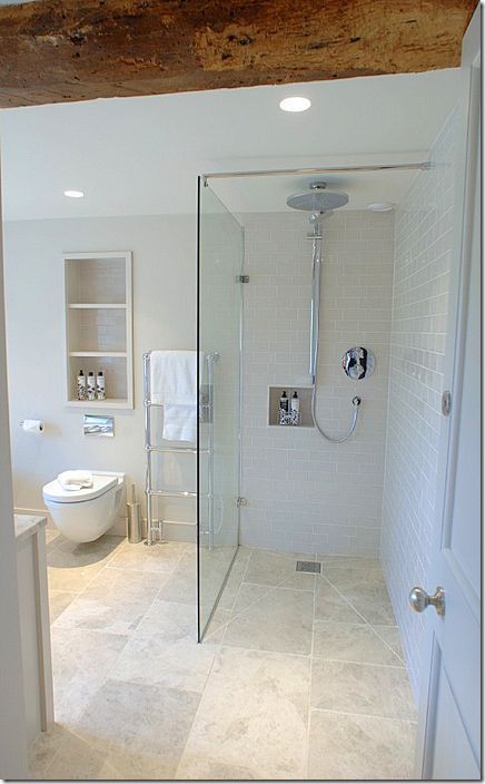 I love the tile / painted wall combination and the fact that the tiles in the sh...