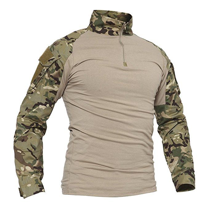 TACVASEN Slim Fit Herren Baumwollhemd Outdoor Military T-Shirt mit Tasche TACVASEN Slim Fit Herren Baumwollhemd Outdoor Military T-Shirt mit Tasche