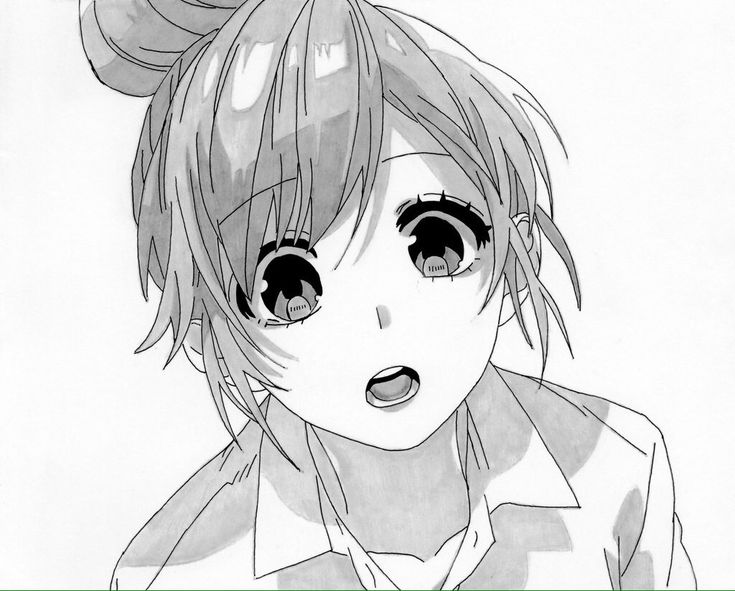 Anime girl schwarz weiß